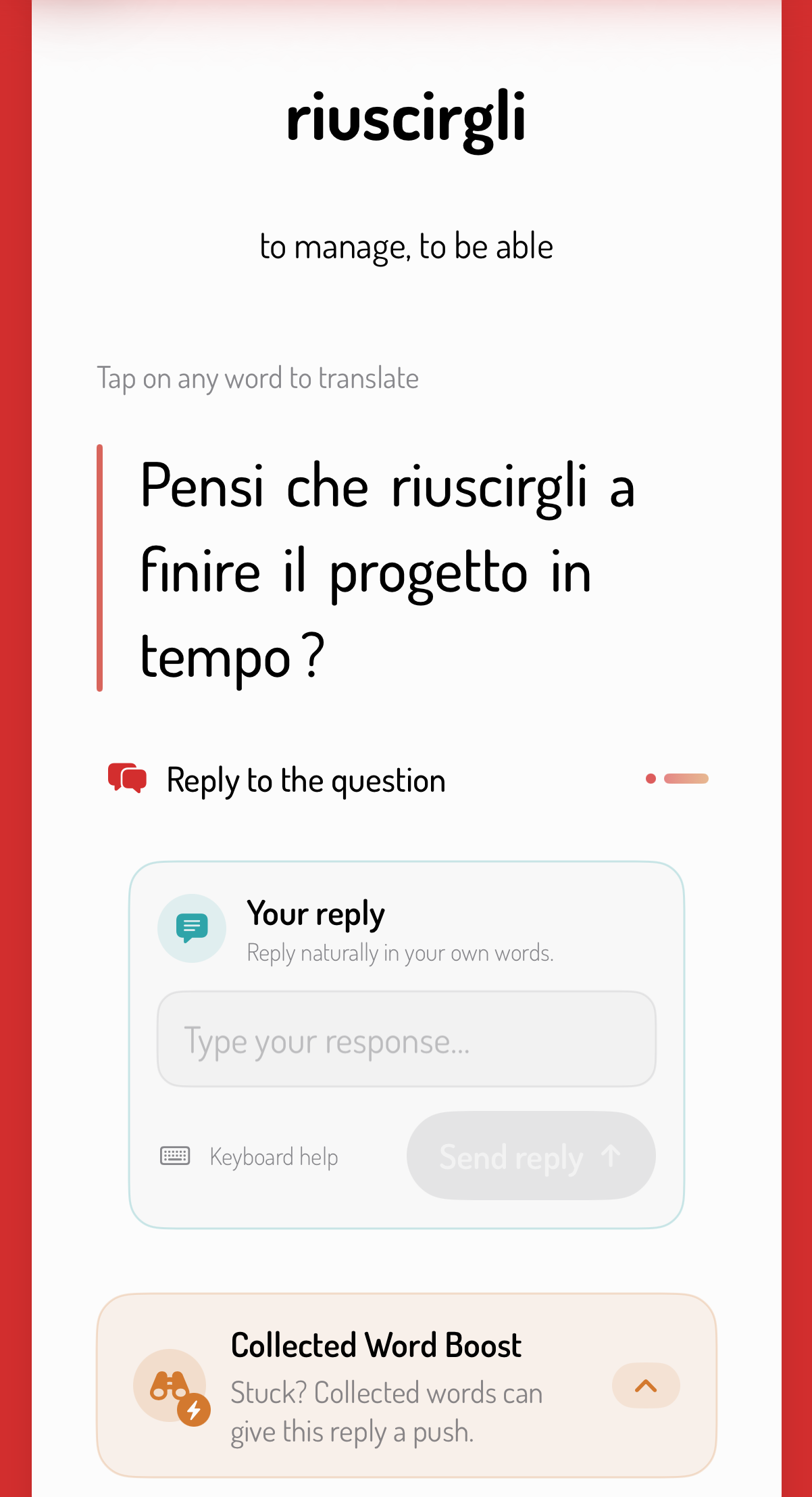 Sentence recall practice in Contexto