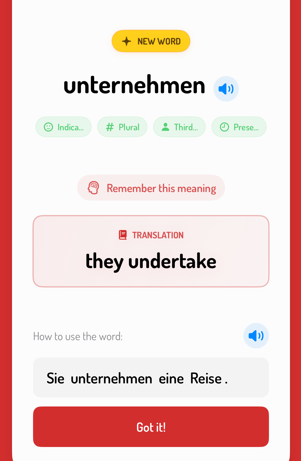Word form tracking in Contexto